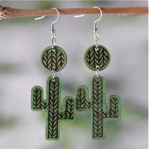 Green Cactus Earrings